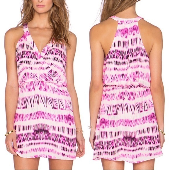 Parker Kita Pop Pink Cosmos Revolve Print Sleeveless Dress S
